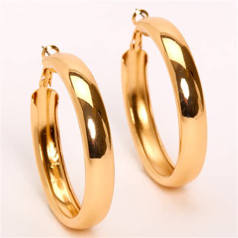 Gold 50MM Tube Hoop Earrings | Claire's