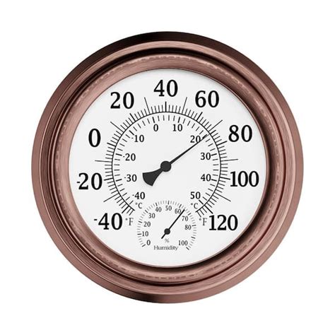 Pure Garden 8 in. Indoor/Outdoor Wall Thermometer and Hygrometer Gauge ...