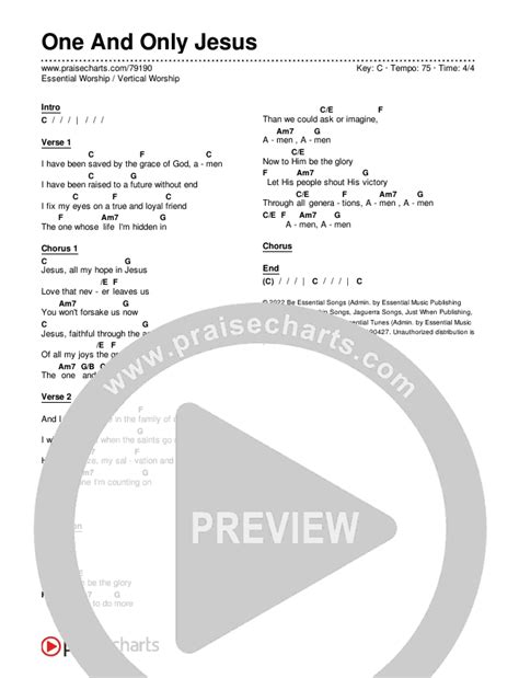 One And Only Jesus Chords PDF (Vertical Worship / Essential Worship ...