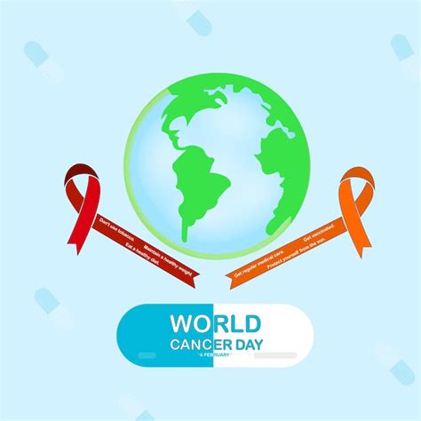 Premium Vector | World cancer day vector illustration of awareness ribbon surrounding the earth