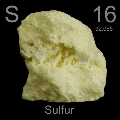 Native Sulfur from Jensan Set, a sample of the element Sulfur in the Periodic Table