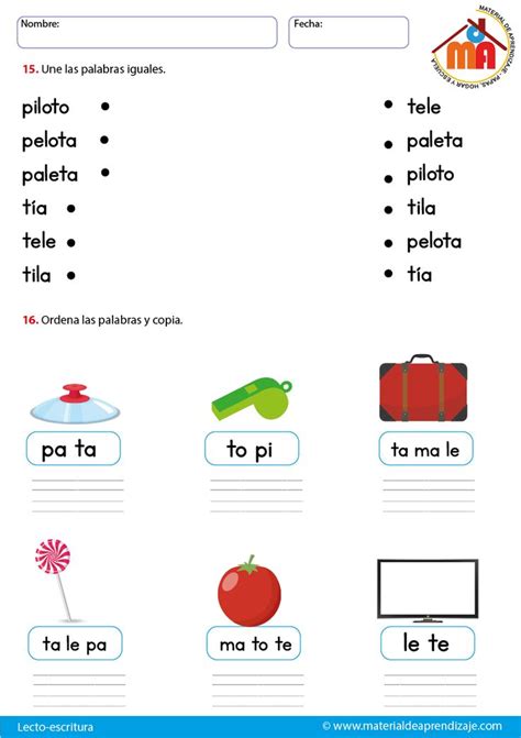 Material de trabajo de la letra T. Lecto-escritura, para trabajar con niños de primer grado.En ...