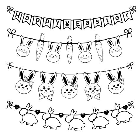 Set of Easter garlands contour 2159177 Vector Art at Vecteezy