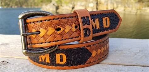 Western Personalized Leather Belt, with Name and Initials Engraved