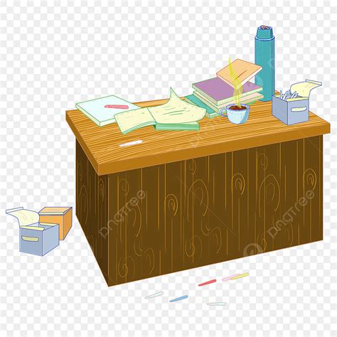 Messy Office Desk Free Button, Cartoon, Desk, Brown Desk PNG ...