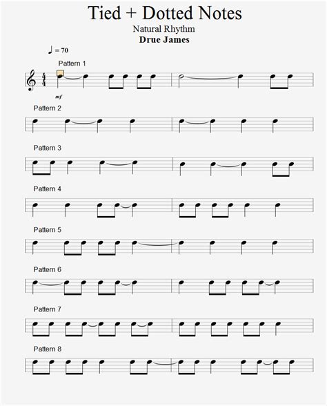 Tied & Dotted Notes – 8 Exercises - LearnGuitarInLondon.com - Drue James