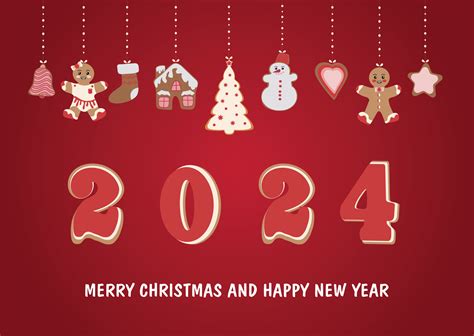 Merry Christmas and New Year 2024 greeting card. Christmas card with ...