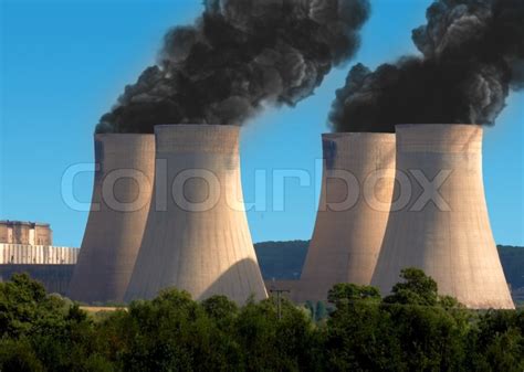 Black smoke pollution from industrial ... | Stock image | Colourbox