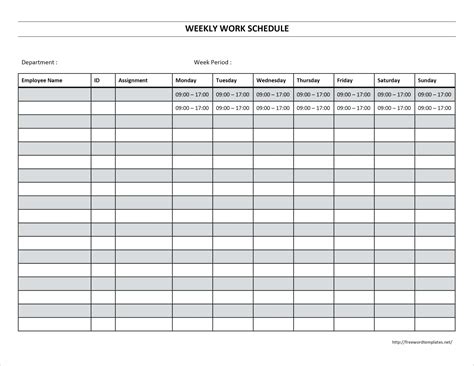 Free Printable Employee Work Schedule Template