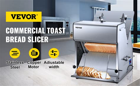 VEVOR Commercial Toast Bread Slicer, 12mm Thickness Electric Bread Cutting Machine, 31PCS ...