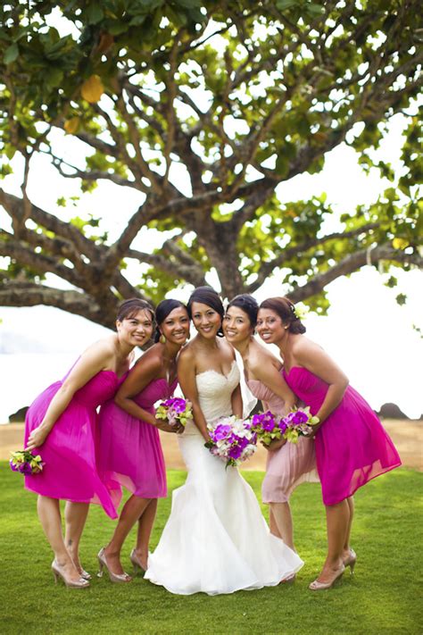 Pink Ombre Hawaii Destination Wedding | Junebug Weddings