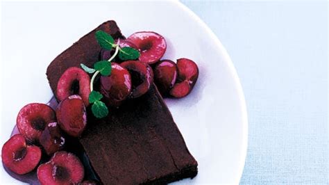 Bittersweet Chocolate Marquise with Cherry Sauce Recipe | Bon Appétit