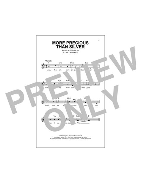 More Precious Than Silver | Sheet Music Direct