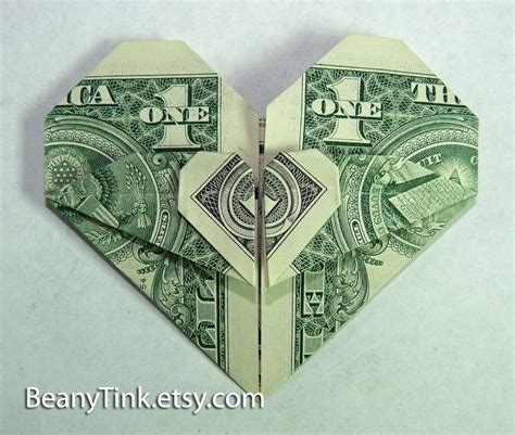 Heart Dollar Bill Origami – EMBROIDERY & ORIGAMI