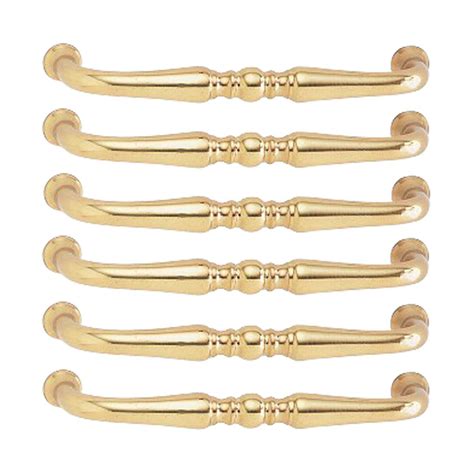 Bright Solid Brass Spooled Cabinet Pull 3.5in Boring Set of 6