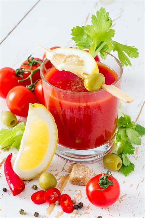 Bloody Mary Ingredients on White Wood Background Stock Image - Image of ...