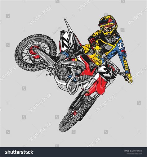 Motocross Rider Jumping Riding Motocross Bike Stock Vector (Royalty ...