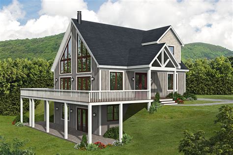 Mountain Lake Home Plan with a Side Walkout Basement - 68786VR | Architectural Designs - House Plans