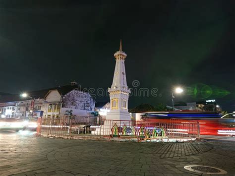 Photo Editorial, Slow Speed, Tugu Yogyakarta or Monument in the Night, Yogya, Jogja, Jogjakarta ...