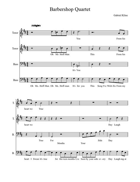 Barbershop Quartet Sheet music for Voice | Download free in PDF or MIDI | Musescore.com