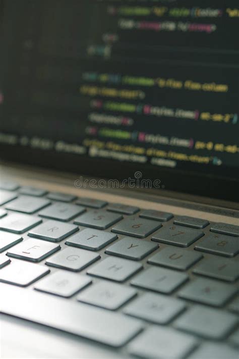 Programming Code in Laptop with Aesthetic Keyboard Stock Photo - Image of keypad, closeup: 268495686