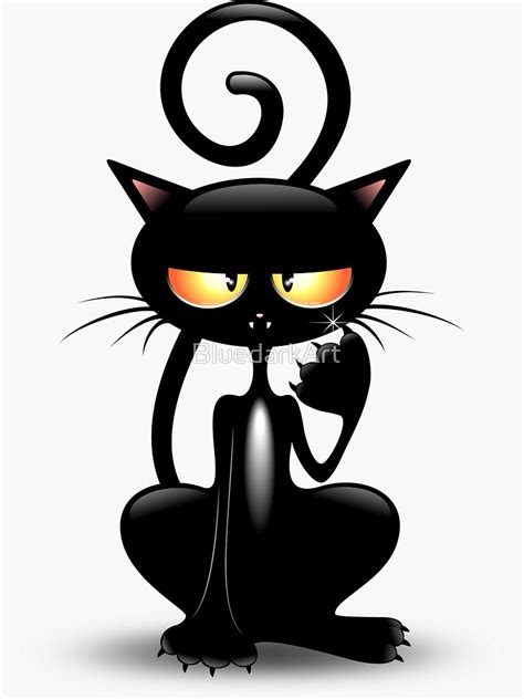 Cattish Angry Black Cat Cartoon Sticker by BluedarkArt | Black cat art ...