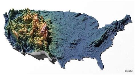 United States Elevation Map : r/coolguides