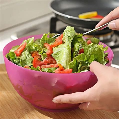 Minch Fruits And Vegetables Salad Bowl Food grade Plastic Pots Of Colorful Kitchen Fruit Salad ...