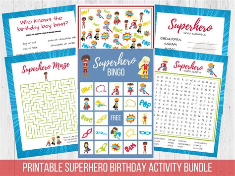 Superhero Boy Printable Activity Game Bundle | Etsy