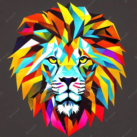 Premium Photo | A colorful lion with a mane and a yellow mane.