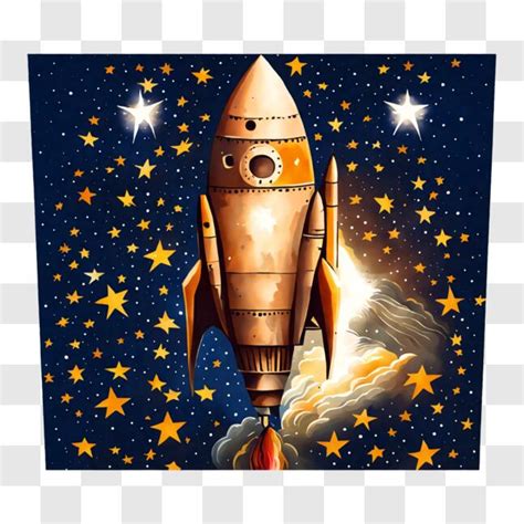 Download Illustration of Rocket Ship in Night Sky PNG Online - Creative Fabrica