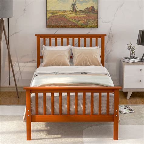 Clearance! Twin Bed Frame for Kids, Platform Bed Frame with Headboard and Footboard, Classic ...
