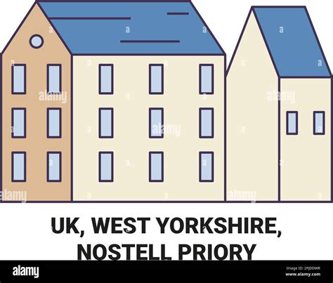 Uk, West Yorkshire, Nostell Priory travel landmark vector illustration ...