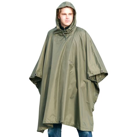 WATERPROOF HOODED US ARMY RIPSTOP FESTIVAL RAIN PONCHO MILITARY CAMPING ...