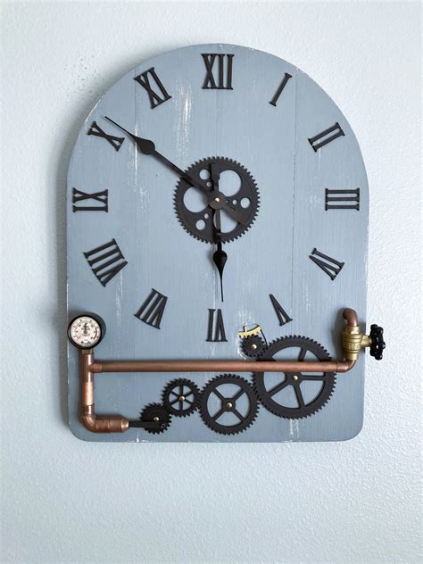 Large Steampunk Industrial Farmhouse Solid Wood Wall Clock - Etsy