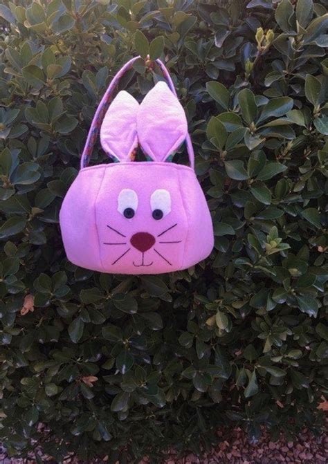 Handmade Easter Basket Easter Bunny Basket Floppy Ears Bunny Bag Bucket Reusable Basket Pink ...
