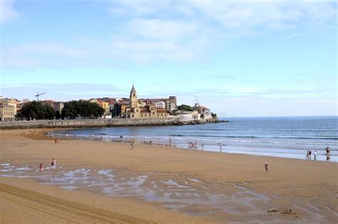 Gijon beach in Spain stock photo. Image of espana, travel - 57701734