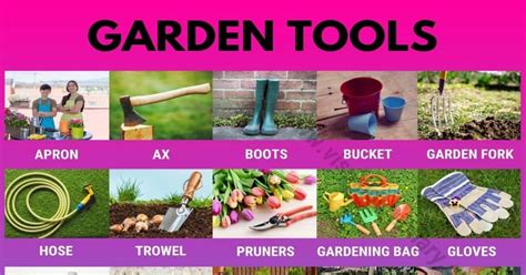 Garden Tools: List of 30 Gardening Tools | Useful Things in the Garden - Visual Dictionary