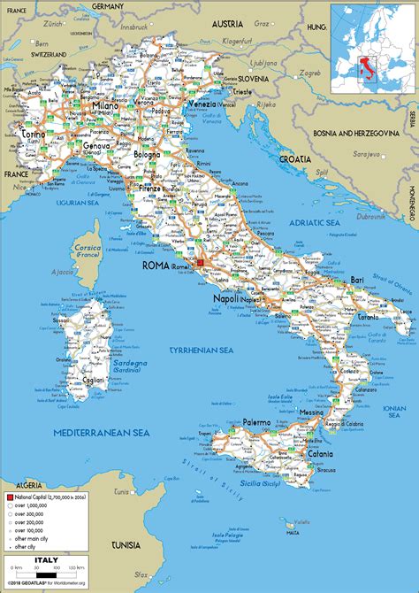 Large size Road Map of Italy - Worldometer