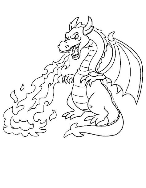 Fire breathing dragon coloring page