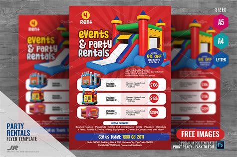 Party Rentals Promotional Flyers | Flyer Templates ~ Creative Market