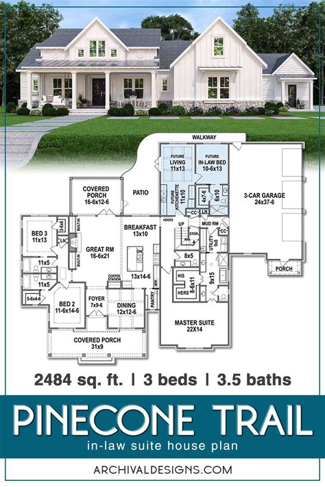 Pinecone Trail: Multigenerational house plan with spacious unfinished ...