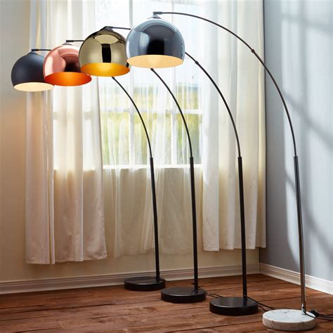 Versanora 67" Arquer Arc Floor Lamp, Rose Gold Finished Shade and Black Marble Base - Walmart ...