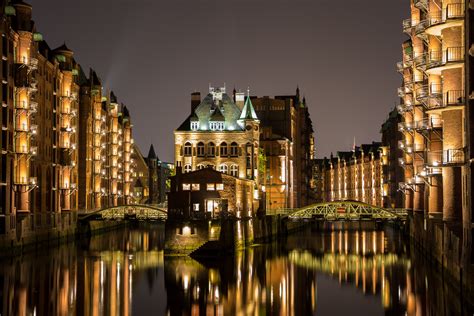 hamburg, Germany, Houses, Rivers, Bridges, Night, Street, Lights, Cities Wallpapers HD / Desktop ...