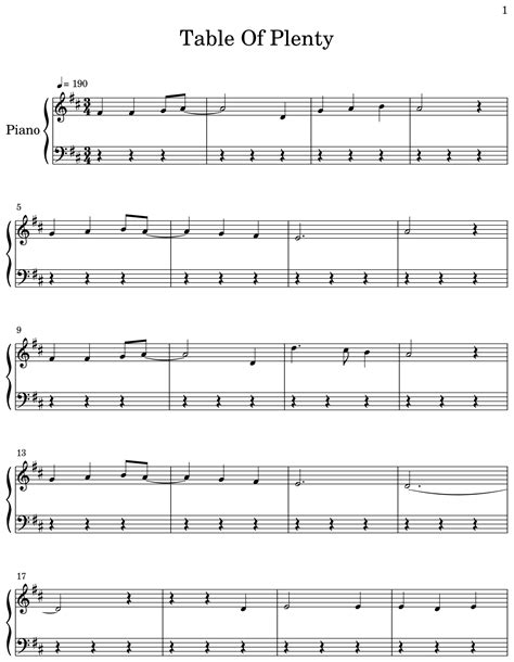 Table Of Plenty - Sheet music for Piano