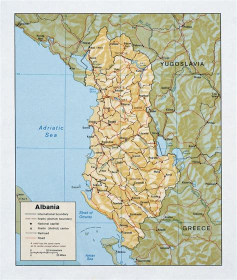 Large detailed political and administrative map of Albania with relief ...