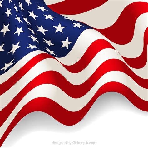 Free Vector | Realistic background of wavy american flag