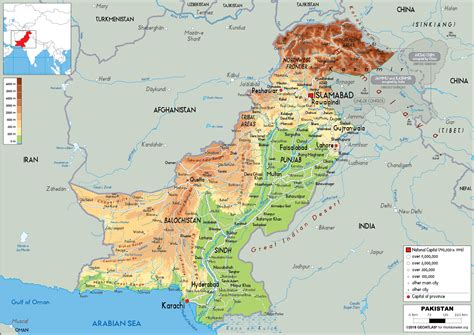 Pakistan Map (Physical) - Worldometer