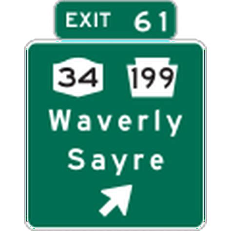 Traffic Signs - Interchange exit direction, New York State 12 x 8 ...