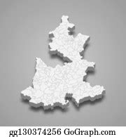 3 3D Map Of Puebla Is A State Of Mexico Clip Art | Royalty Free - GoGraph